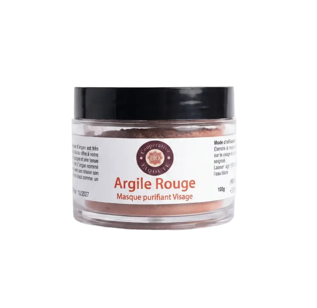 Masque à l'argile rouge naturelle 100g pour un teint lumineux - Yaqoute Bio