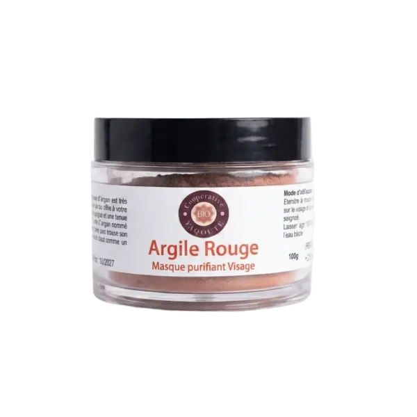 Masque à l'argile rouge naturelle 100g pour un teint lumineux - Yaqoute Bio
