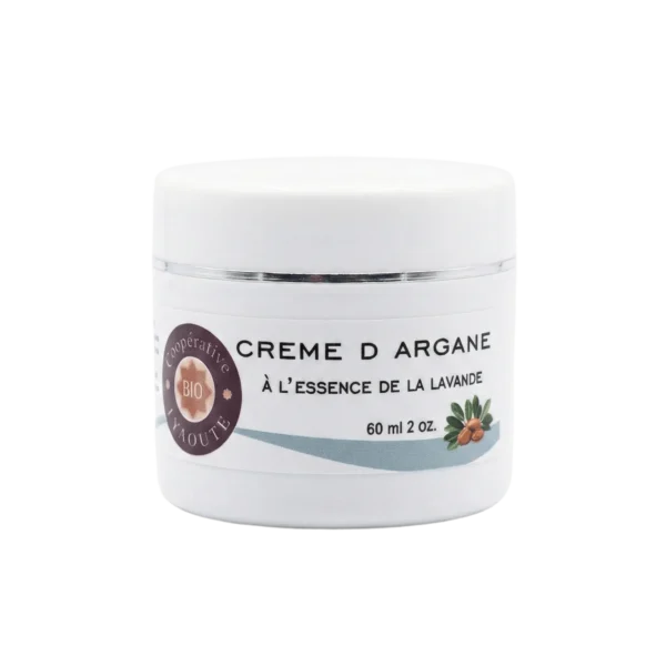 Crème visage naturelle à l'huile d'argan et essence de lavande 60ml pour apaiser la peau - Yaqoute Bio