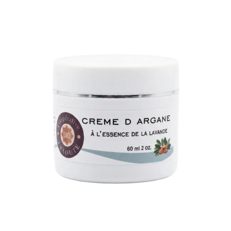 Crème visage naturelle à l'huile d'argan et essence de lavande 60ml pour apaiser la peau - Yaqoute Bio