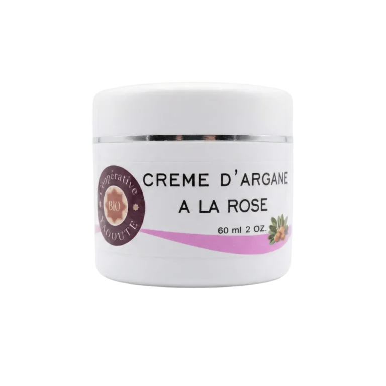 Crème visage naturelle à l'huile d'argane et rose 60ml pour l'éclat du teint - Yaqoute Bio