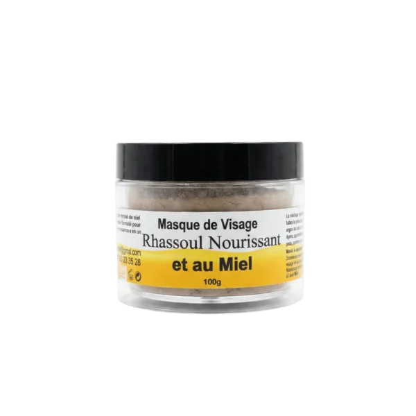 Masque au rhassoul et miel naturel 100g pour nourrir le visage - Yaqoute Bio
