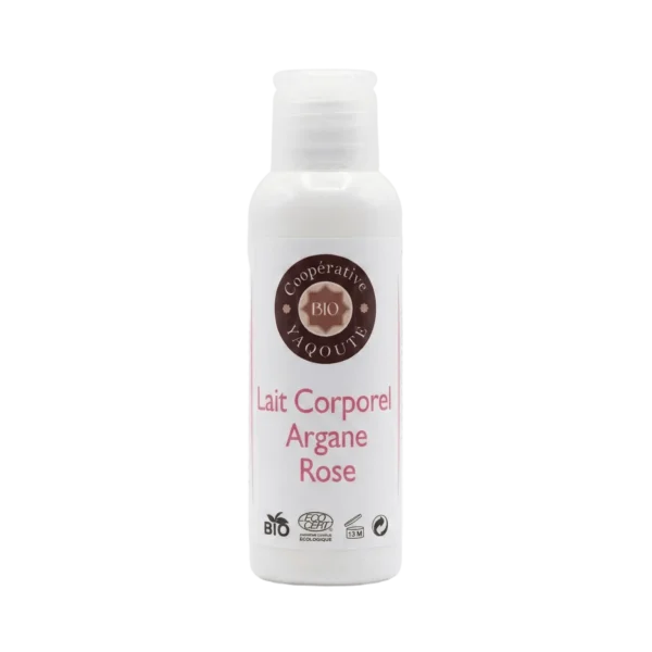 Lait corporel naturel à l'huile d'argane et rose 100ml pour l'éclat de la peau - Yaqoute Bio