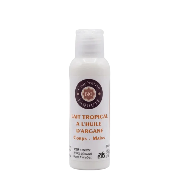 Lait corporel et mains tropical à l'huile d'argane 100ml hydratation intense - Yaqoute Bio