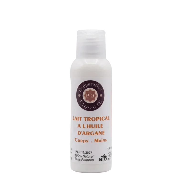 Lait corporel et mains tropical à l'huile d'argane 100ml hydratation intense - Yaqoute Bio