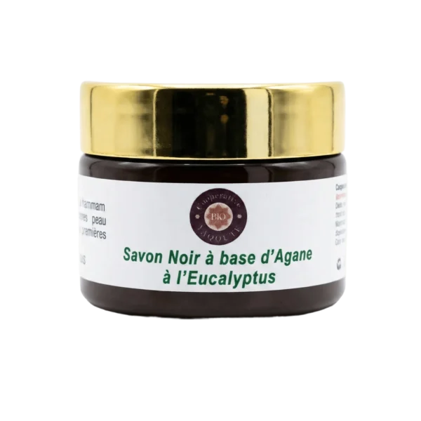 Savon noir traditionnel à l'huile d'argan et eucalyptus 100g pour gommage - Yaqoute Bio