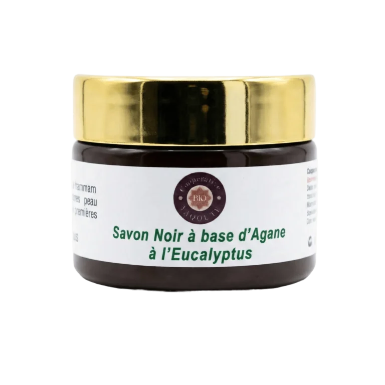 Savon noir traditionnel à l'huile d'argan et eucalyptus 100g pour gommage - Yaqoute Bio