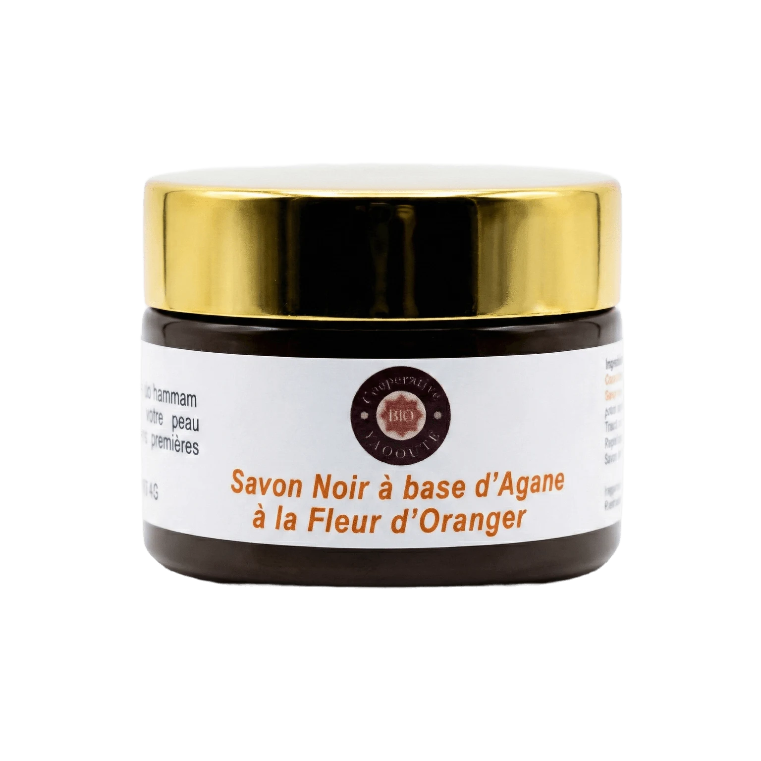 Savon Noir Argan & Fleur d'Oranger - 100g Savon noir naturel à l'huile d'argan et fleur d'oranger 100g pour gommage corporel - Yaqoute Bio